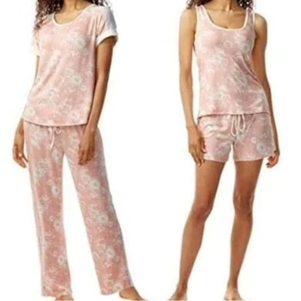 3 piece Lucky Brand pink pajama set size XXL tank, shorts, pants
